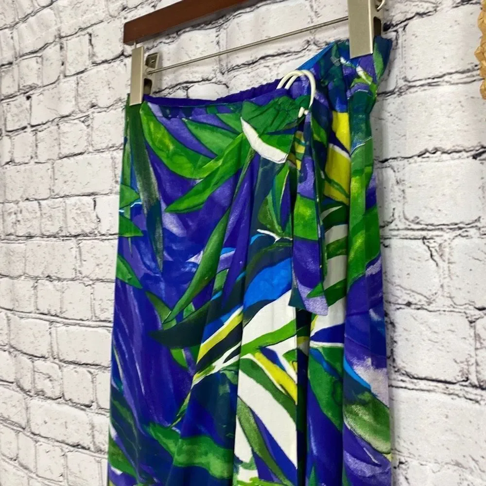 Vintage Dorothy Schoelen Platinum Tropical Wrap Skirt‎ ladies size 6